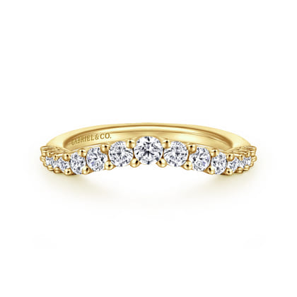 Soire - Curved-14K Yellow Gold Diamond Anniversary Band