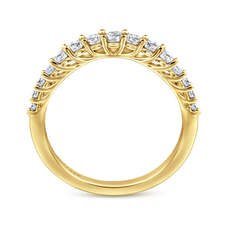 Curved Wedding Ring in 14k Yellow Gold with Round Natural Diamond at Gabriel & Co. - Shot 2