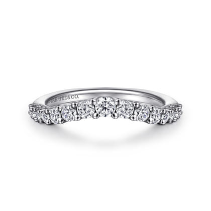 Soire - Curved Platinum Shared Prong Diamond Wedding Band