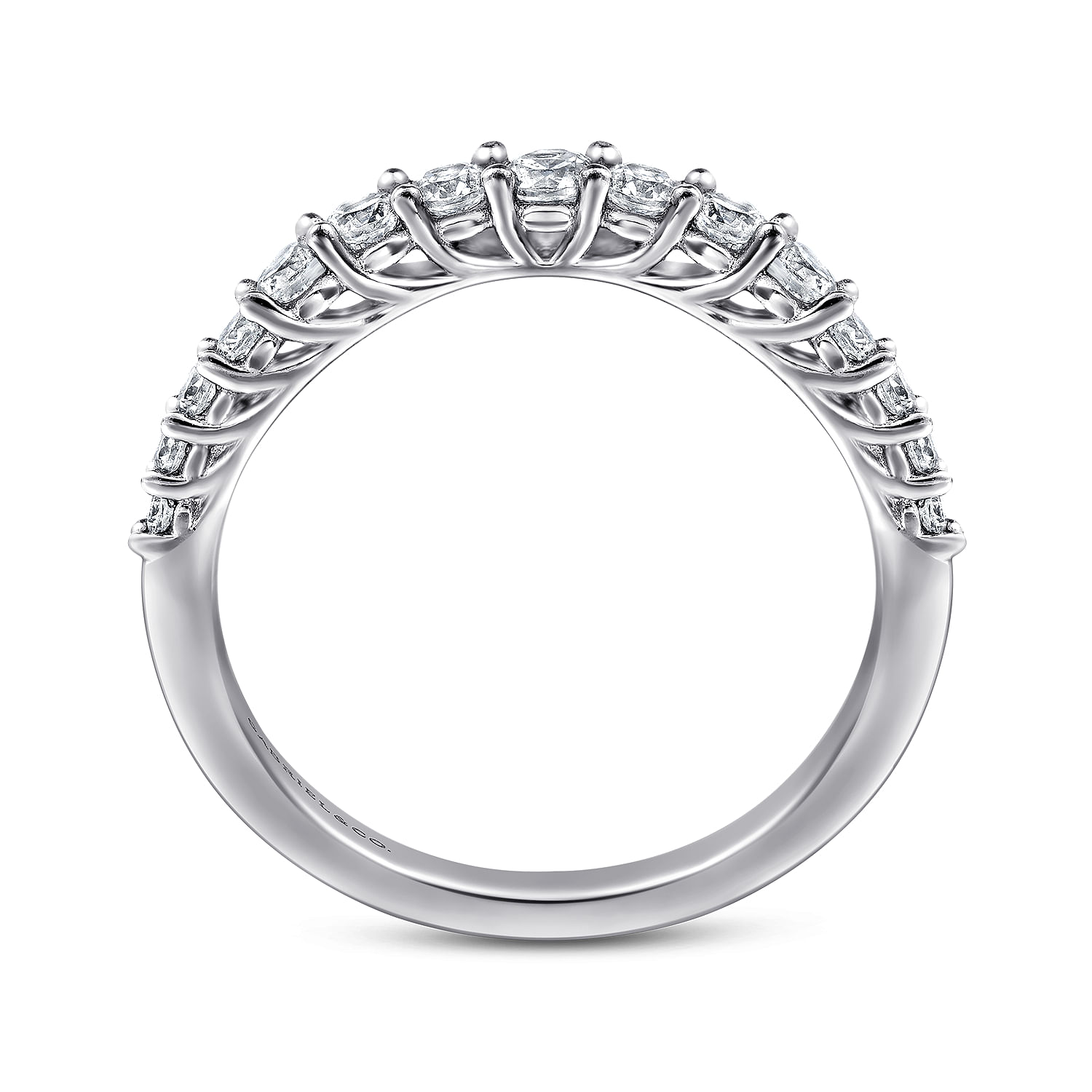 Soire - Curved Platinum Shared Prong Diamond Wedding Band