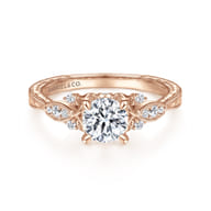 Solene - Vintage Inspired 14K Rose Gold Round Diamond Engagement Ring
