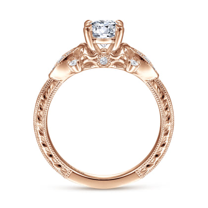 Solene - Vintage Inspired 14K Rose Gold Round Diamond Engagement Ring