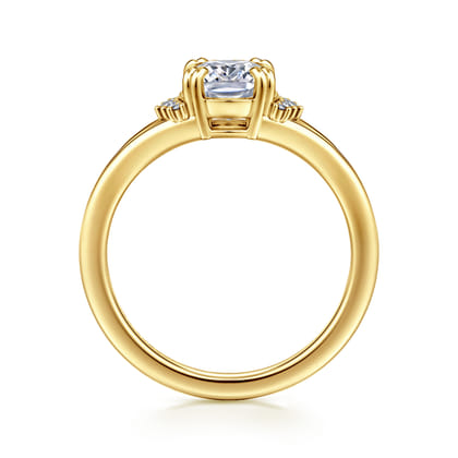 Solenne - 14K Y.Gold Split Shank Elongated Cushion Diamond Engagement Ring