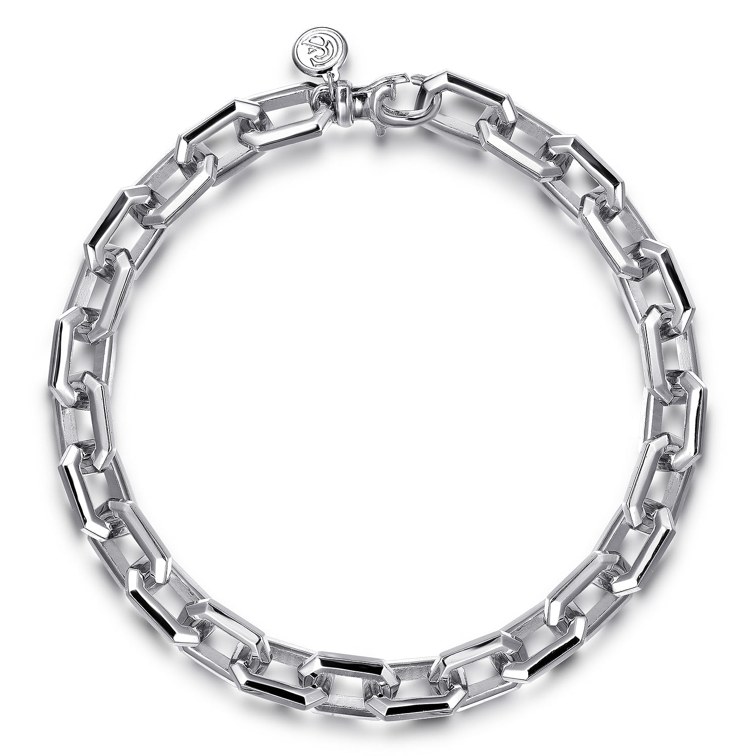 Solid Chain Bracelet Faceted 925 Sterling Silver - Shot 1
