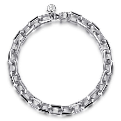 Solid Chain Bracelet Faceted 925 Sterling Silver