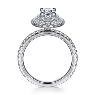Sonay - 14K White Gold Oval Double Halo Diamond Engagement Ring
