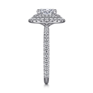 Sonay - 14K White Gold Oval Double Halo Diamond Engagement Ring