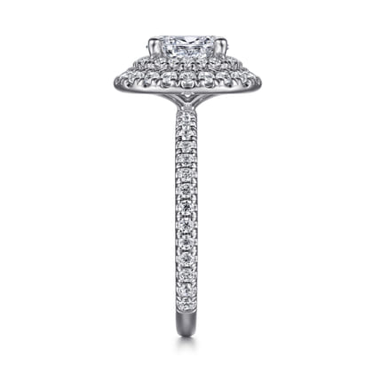 Sonay - 14K White Gold Oval Double Halo Diamond Engagement Ring