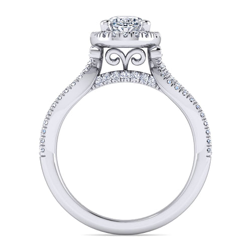 Sonya - Platinum Oval Halo Diamond Engagement Ring - 0.43 ct - Shot 2