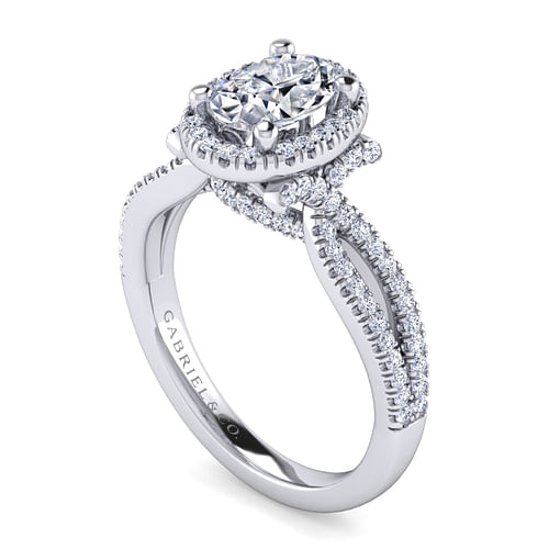 Sonya - Platinum Oval Halo Diamond Engagement Ring - 0.43 ct - Shot 3