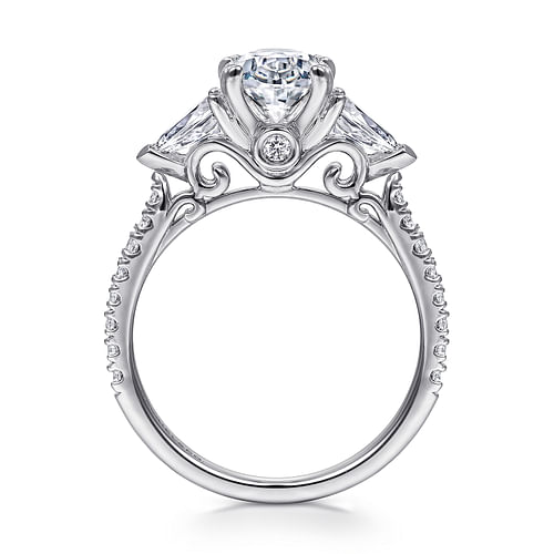 Sookie - 14K White Gold Oval Three Stone Diamond Engagement Ring - 0.55 ct - Shot 2