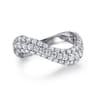 Soraya - 14K White Gold Diamond Wave Stackable Ring - 1.4 ct