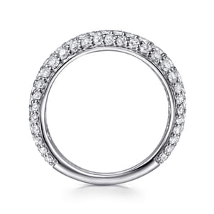 Soraya - 14K White Gold Diamond Wave Stackable Ring