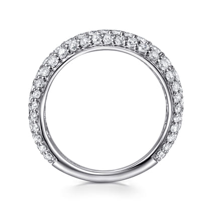 Soraya - 14K White Gold Diamond Wave Stackable Ring