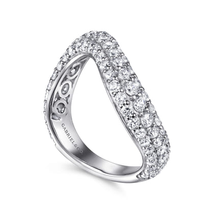 Soraya - 14K White Gold Diamond Wave Stackable Ring