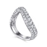 Soraya - 14K White Gold Diamond Wave Stackable Ring - 1.4 ct
