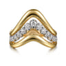 Soraya - 14K White  Yellow Gold Diamond Chevron Ring - 0.35 ct