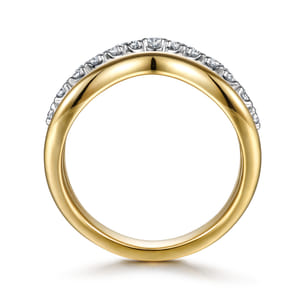 Soraya - 14K White  Yellow Gold Diamond Chevron Ring
