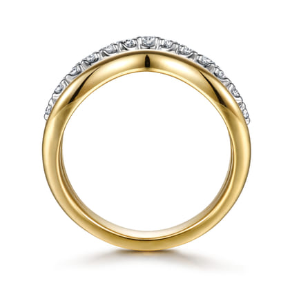 Soraya - 14K White  Yellow Gold Diamond Chevron Ring