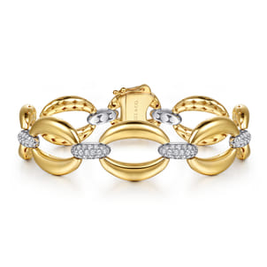 Soraya - 14K White  Yellow Gold Diamond Link Chain Bracelet