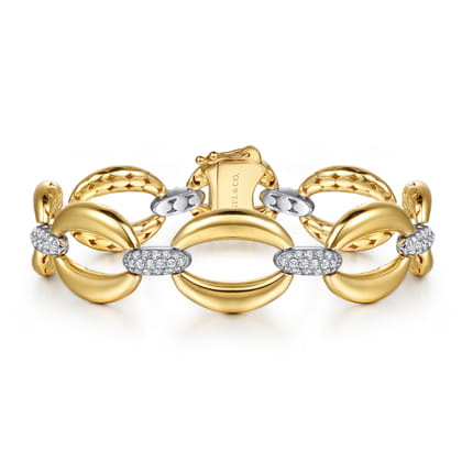 Soraya - 14K White  Yellow Gold Diamond Link Chain Bracelet