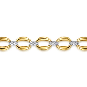 Soraya - 14K White  Yellow Gold Diamond Link Chain Bracelet