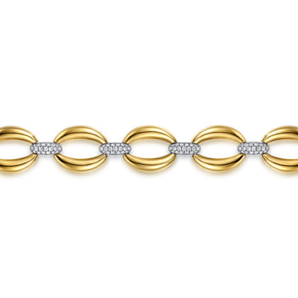 Soraya - 14K White  Yellow Gold Diamond Link Chain Bracelet