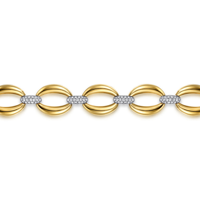 Soraya - 14K White  Yellow Gold Diamond Link Chain Bracelet - 1.55 ct - Shot 2