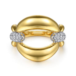 Soraya - 14K White  Yellow Gold Diamond Link Chain Ring