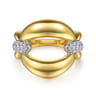 Soraya - 14K White  Yellow Gold Diamond Link Chain Ring - 0.39 ct