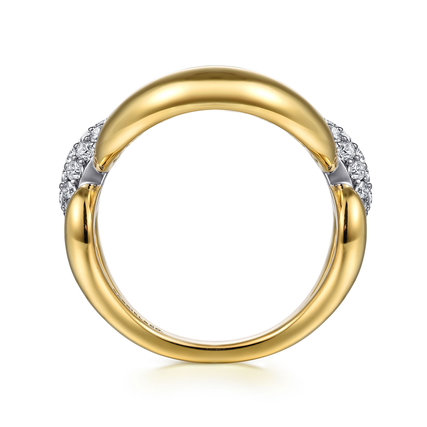 Soraya - 14K White  Yellow Gold Diamond Link Chain Ring