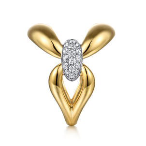 Soraya - 14K White  Yellow Gold Diamond Link Chain Ring