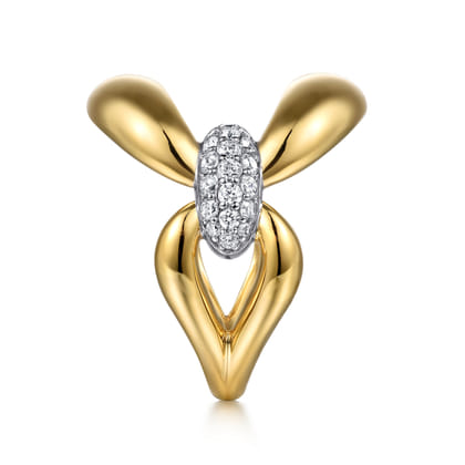 Soraya - 14K White  Yellow Gold Diamond Link Chain Ring