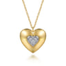 Soraya - 14K White  Yellow Gold Pave Diamond Heart Pendant Necklace - 0.2 ct