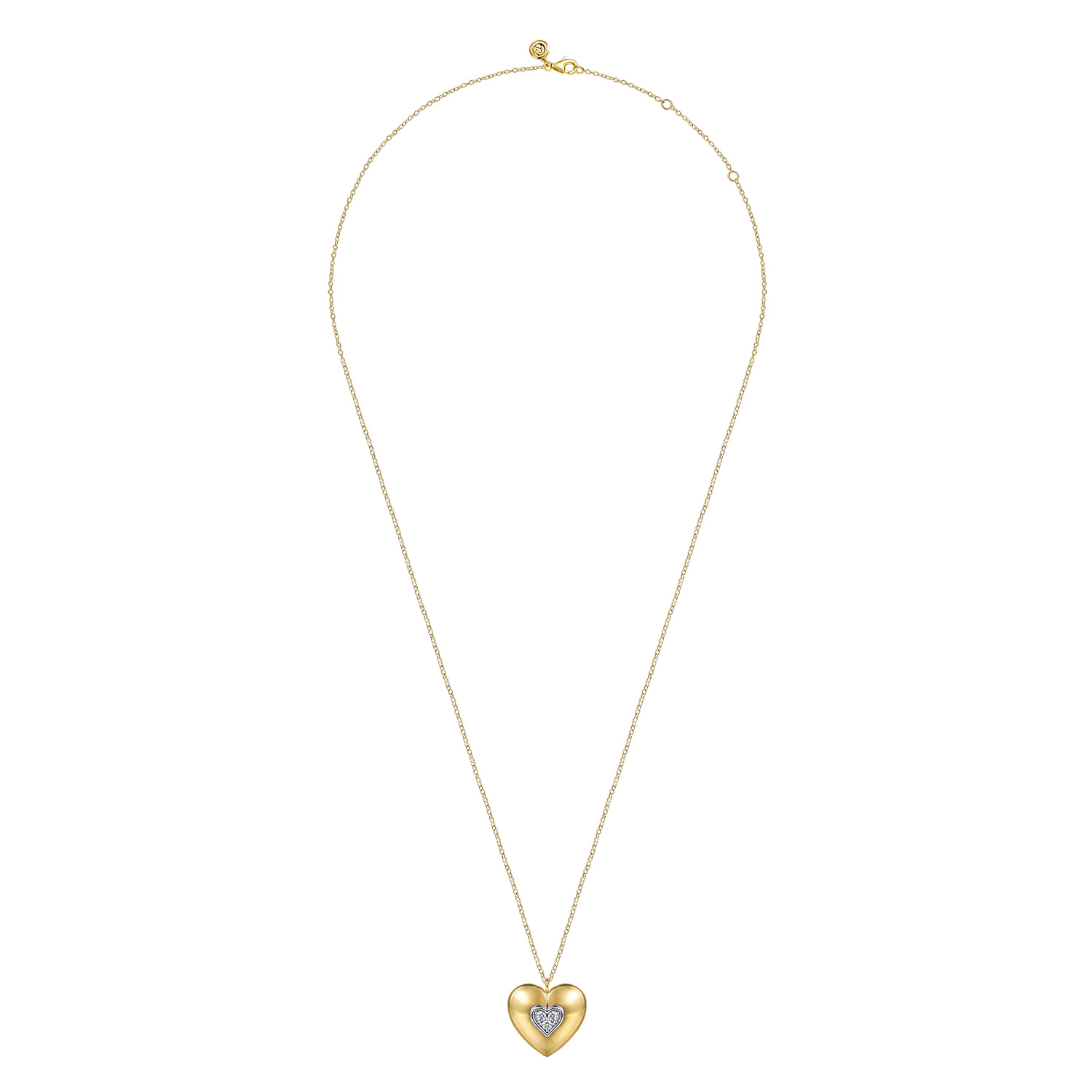 Soraya - 14K White  Yellow Gold Pave Diamond Heart Pendant Necklace