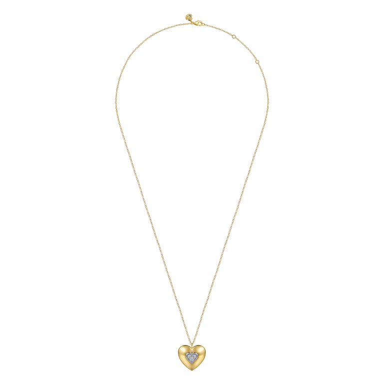 Soraya - 14K White  Yellow Gold Pave Diamond Heart Pendant Necklace - 0.2 ct - Shot 2