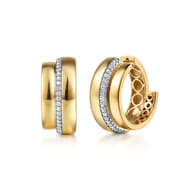 Soraya - 14K Yellow Gold Diamond Intricate Hoop Earrings