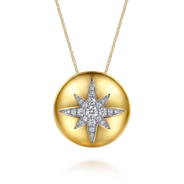 Soraya - 14K Yellow Gold Diamond Starburst Pendant Necklace - 1 ct - Shot 1
