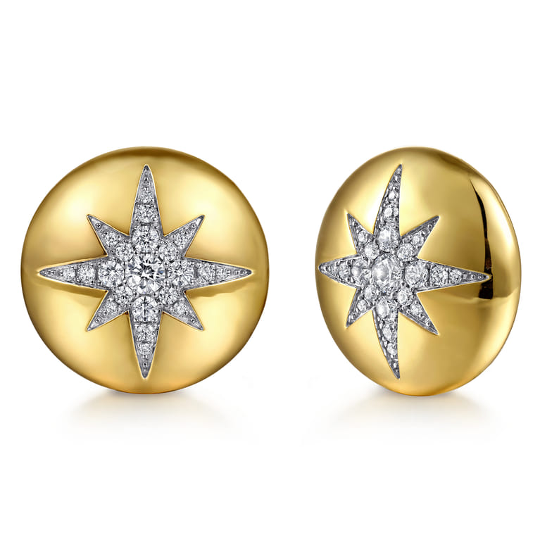 Soraya - 14K Yellow Gold Diamond Starburst Stud Earrings - 1.6 ct - Shot 1