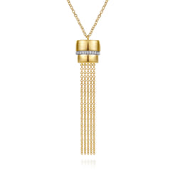 Soraya - 14K Yellow Gold Diamond Tassel Y Necklace