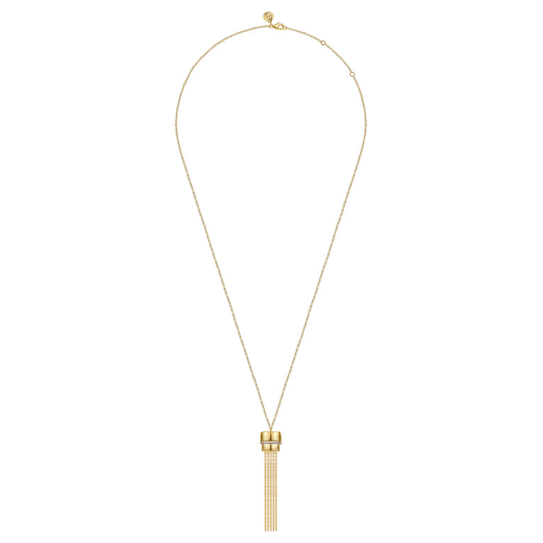 Soraya - 14K Yellow Gold Diamond Tassel Y Necklace - 0.11 ct - Shot 2