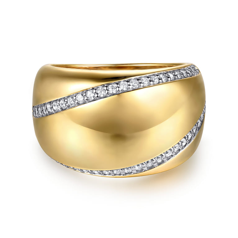 Soraya - 14K Yellow Gold Diamond Wide Band Ring - 0.3 ct - Shot 1