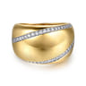 Soraya - 14K Yellow Gold Diamond Wide Band Ring - 0.3 ct