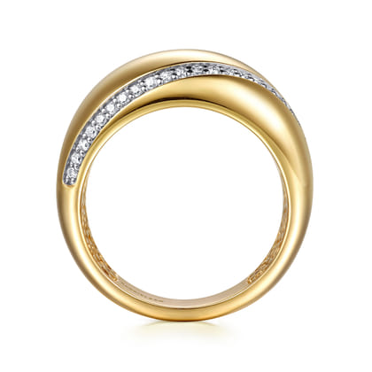Soraya - 14K Yellow Gold Diamond Wide Band Ring