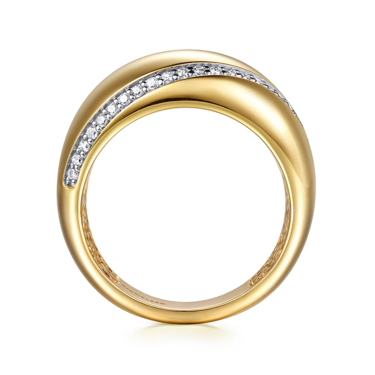 Soraya - 14K Yellow Gold Diamond Wide Band Ring - 0.3 ct - Shot 2