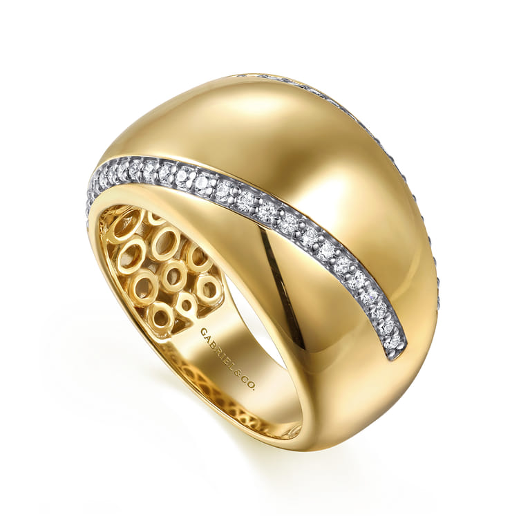 Soraya - 14K Yellow Gold Diamond Wide Band Ring - 0.3 ct - Shot 3