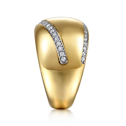 Soraya - 14K Yellow Gold Diamond Wide Band Ring