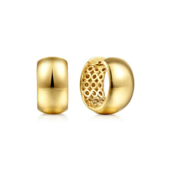 Soraya - 14K Yellow Plain Gold Huggie Earrings