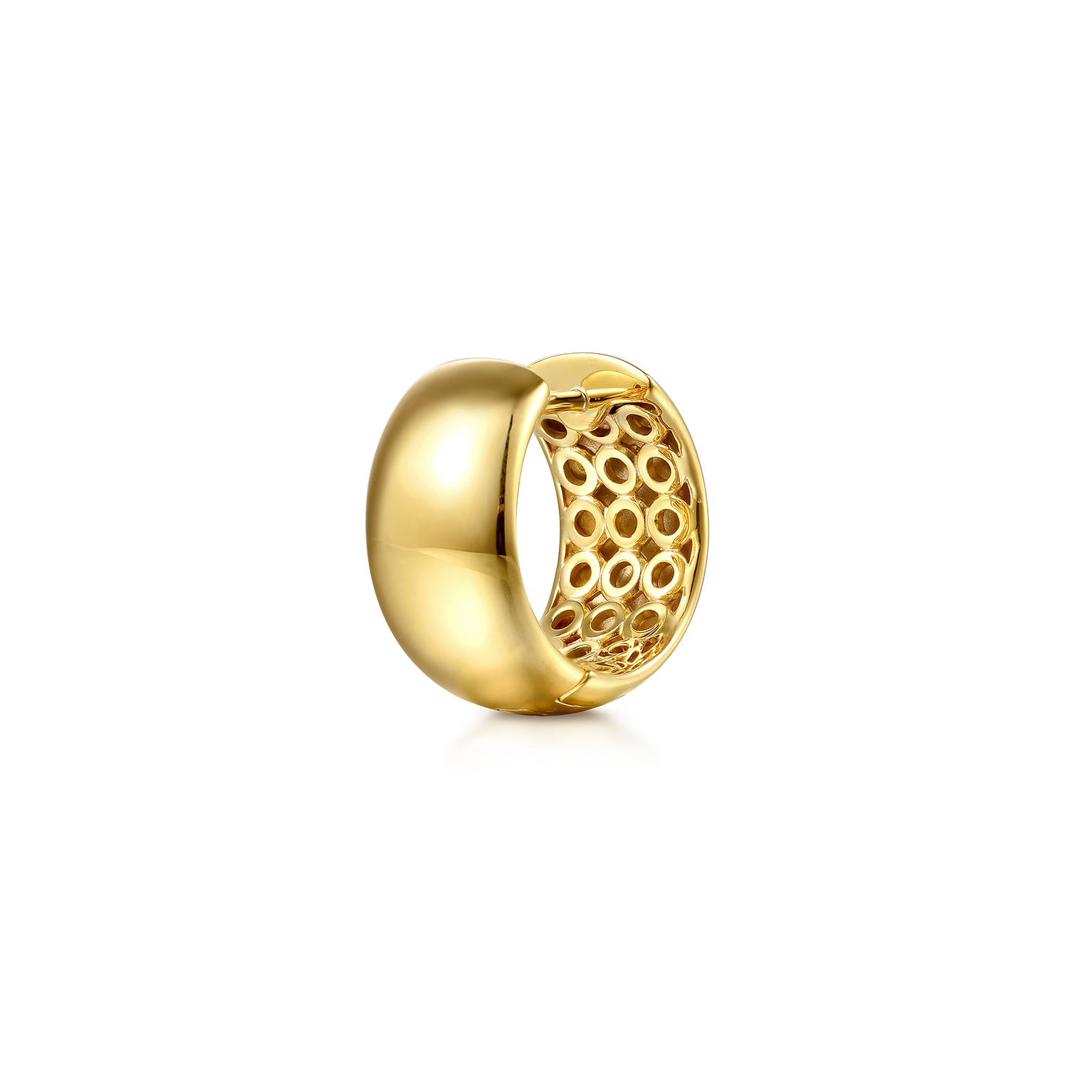 Soraya - 14K Yellow Plain Gold Huggie Earrings