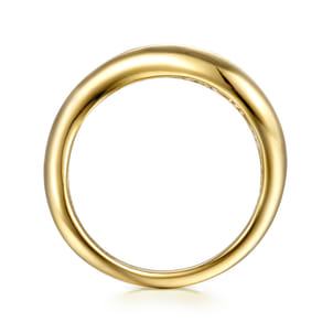 Soraya - 14K Yellow Plain Gold Wave Stackable Ring